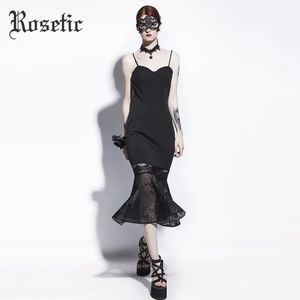 Black spaghetti strap lace dress